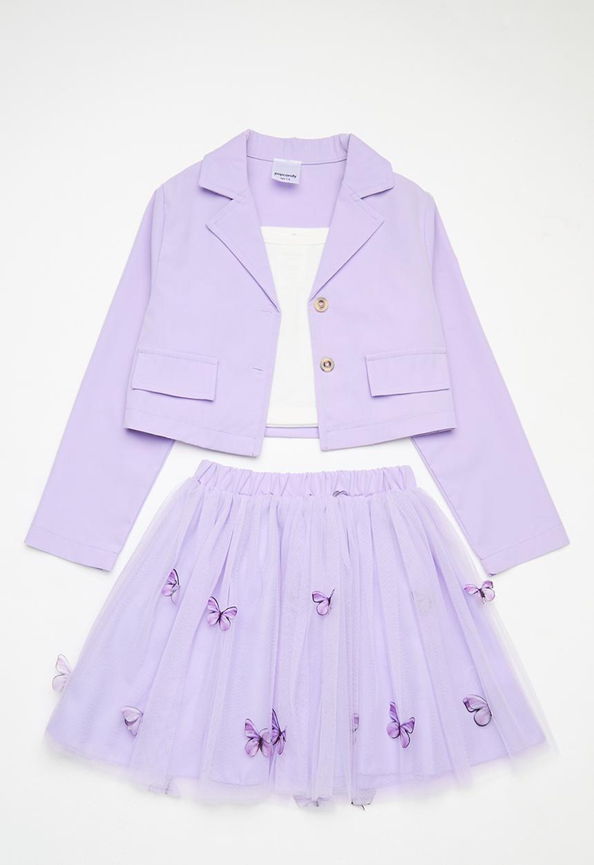 Pop Candy - 3 Piece skirt & jacket set - lilac