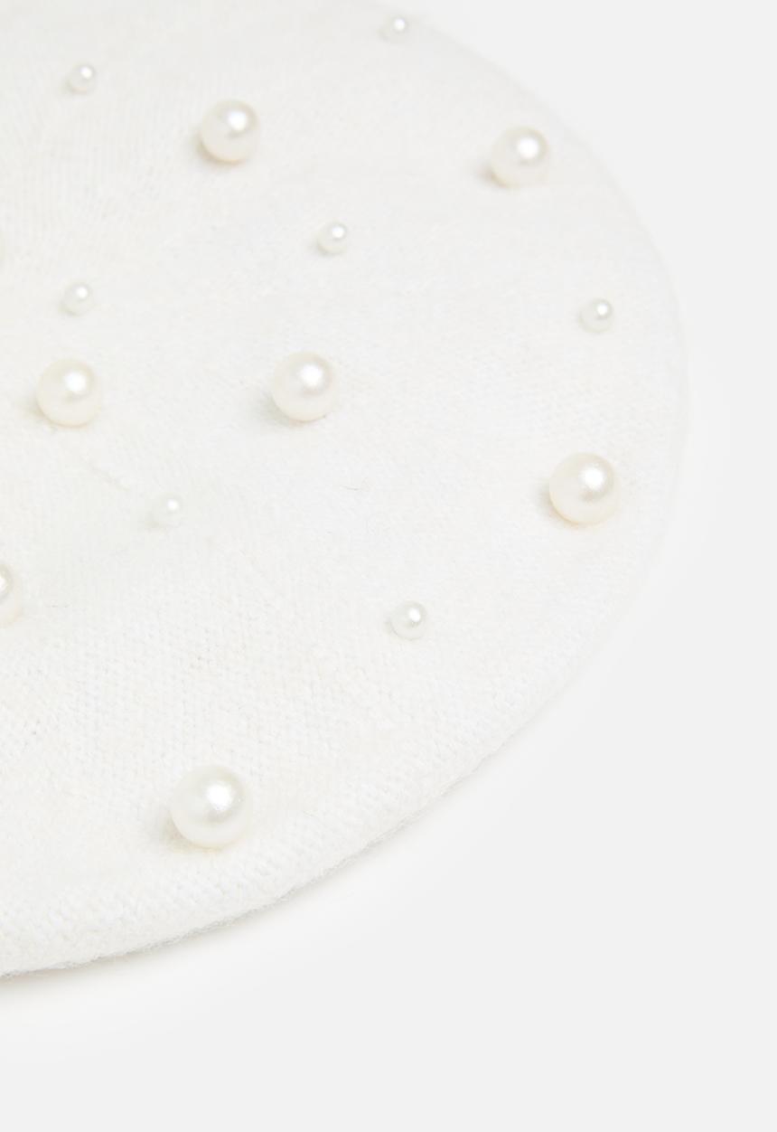 Superbalist - Faux pearl beret - cream