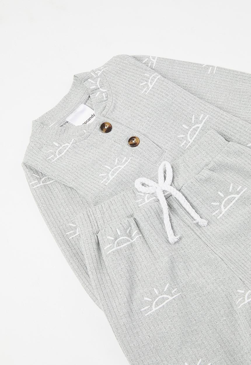 Pop Candy - 3 Piece printed romper set - grey