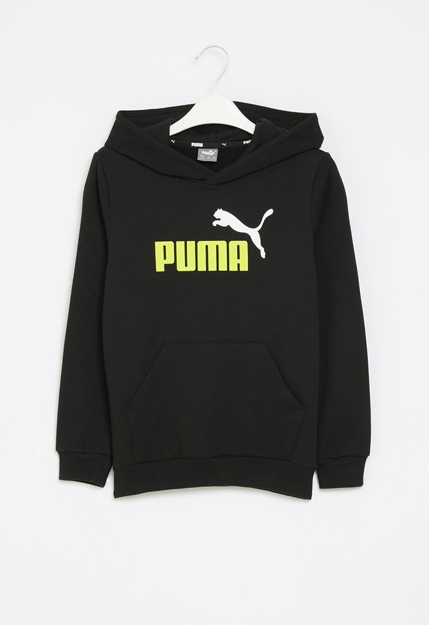 PUMA - Ess+ 2 col big logo hoodie fl b - puma black & lime sheen