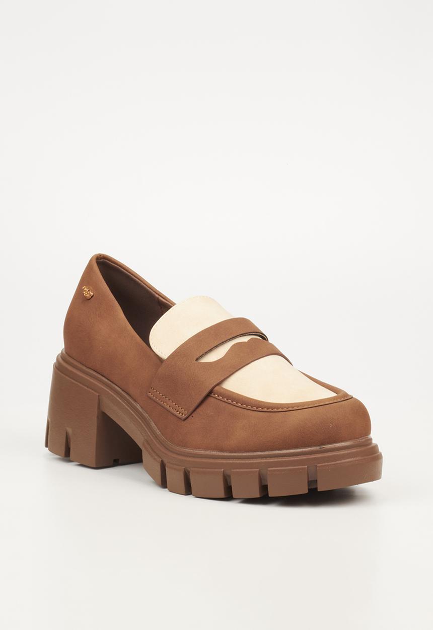 Miss Black - Odyssey 7 heeled loafer - chocolate combo