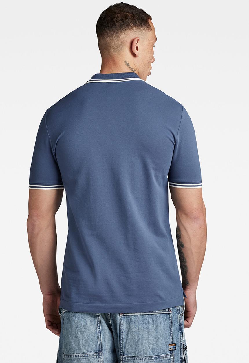 G-STAR - Dunda slim stripe polo Premium stretch pk o - vintage indigo