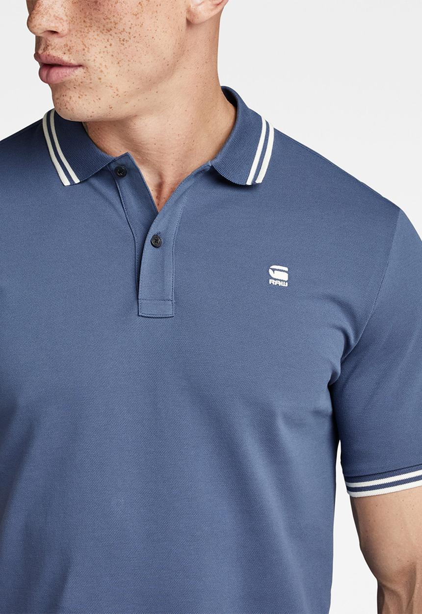 G-STAR - Dunda slim stripe polo Premium stretch pk o - vintage indigo
