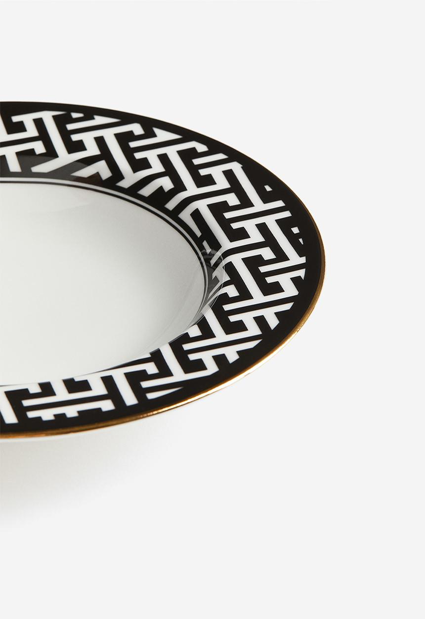H&M - Deep porcelain plate - black patterned