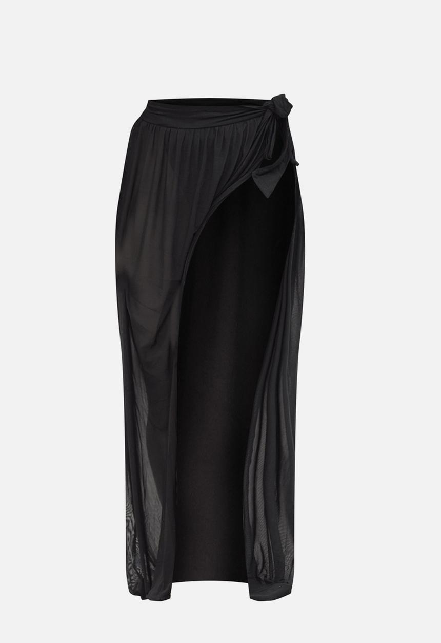 PrettyLittleThing - Black tie side maxi beach sarong - black