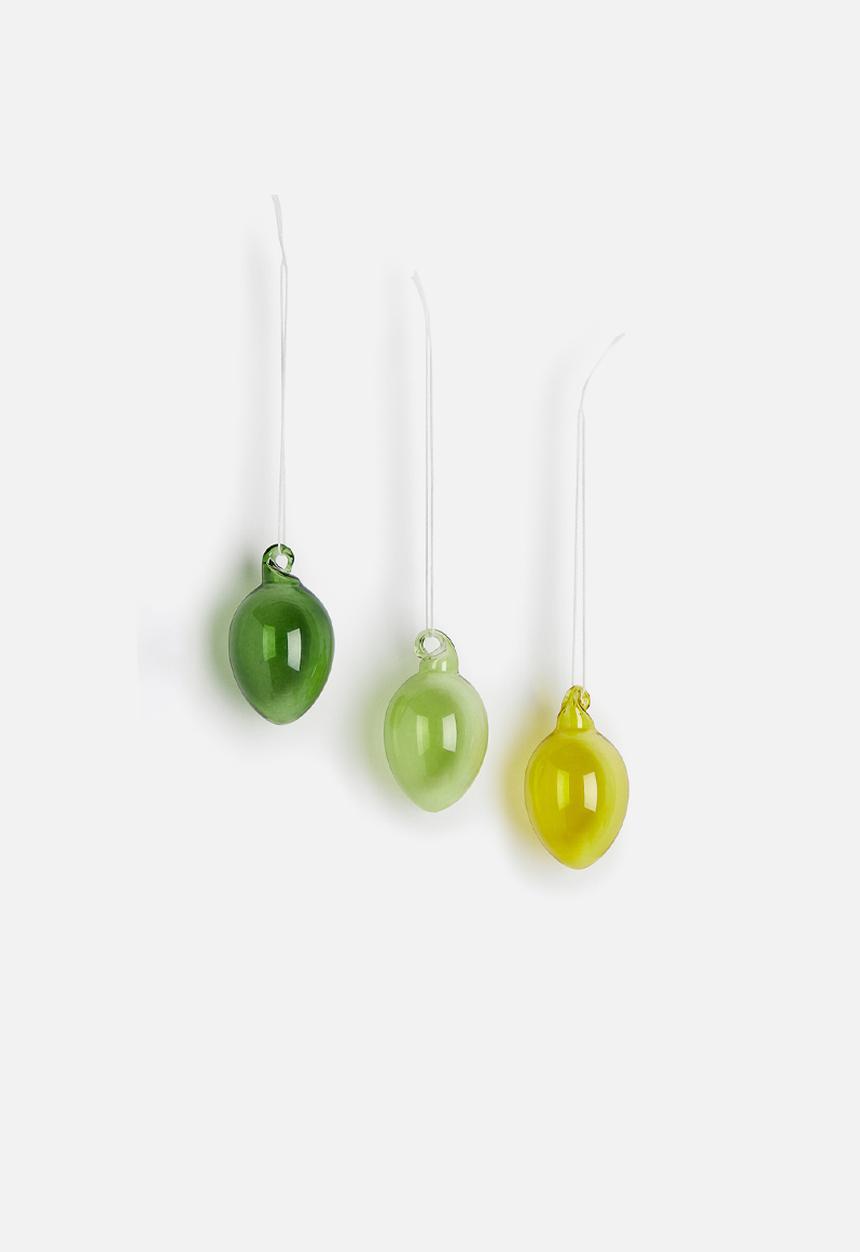 H&M - 3 pack glass decorations - green