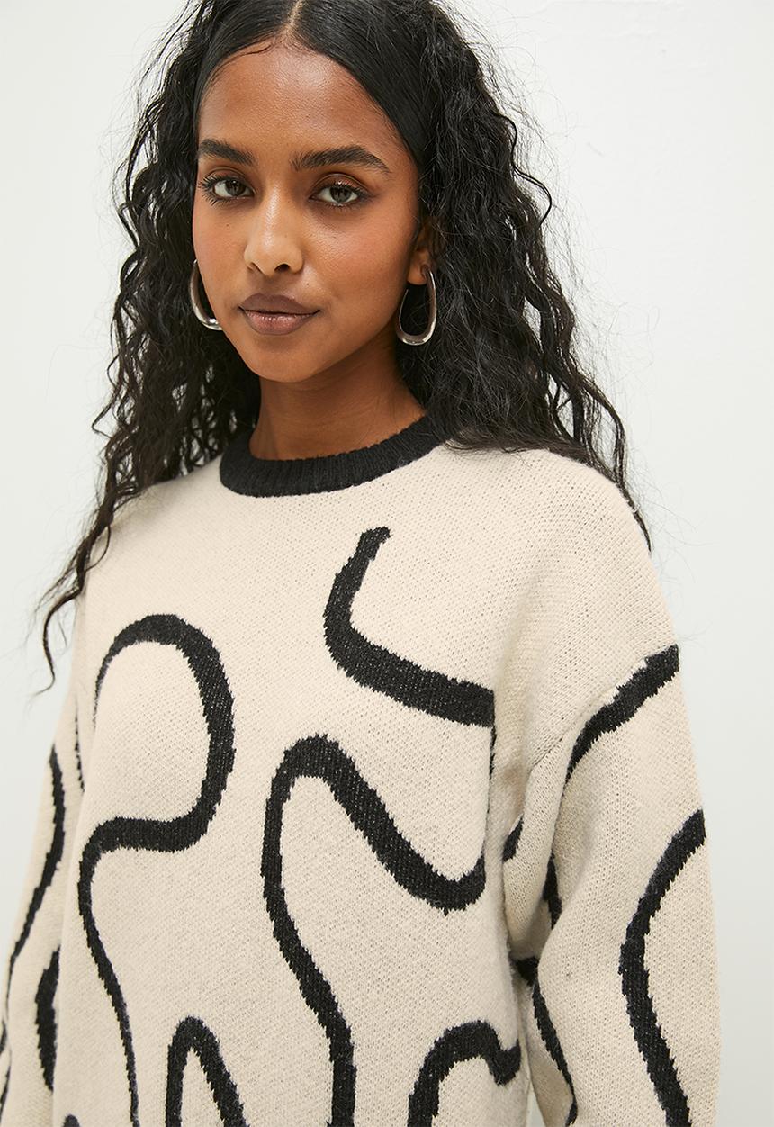 Superbalist - Soft touch midi knitwear dress  - cream & ecru