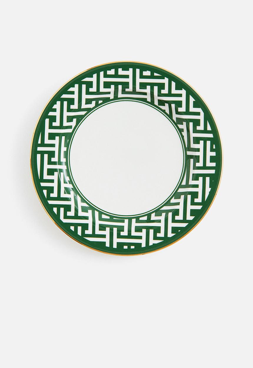 H&M - Small porcelain plate - green/patterned