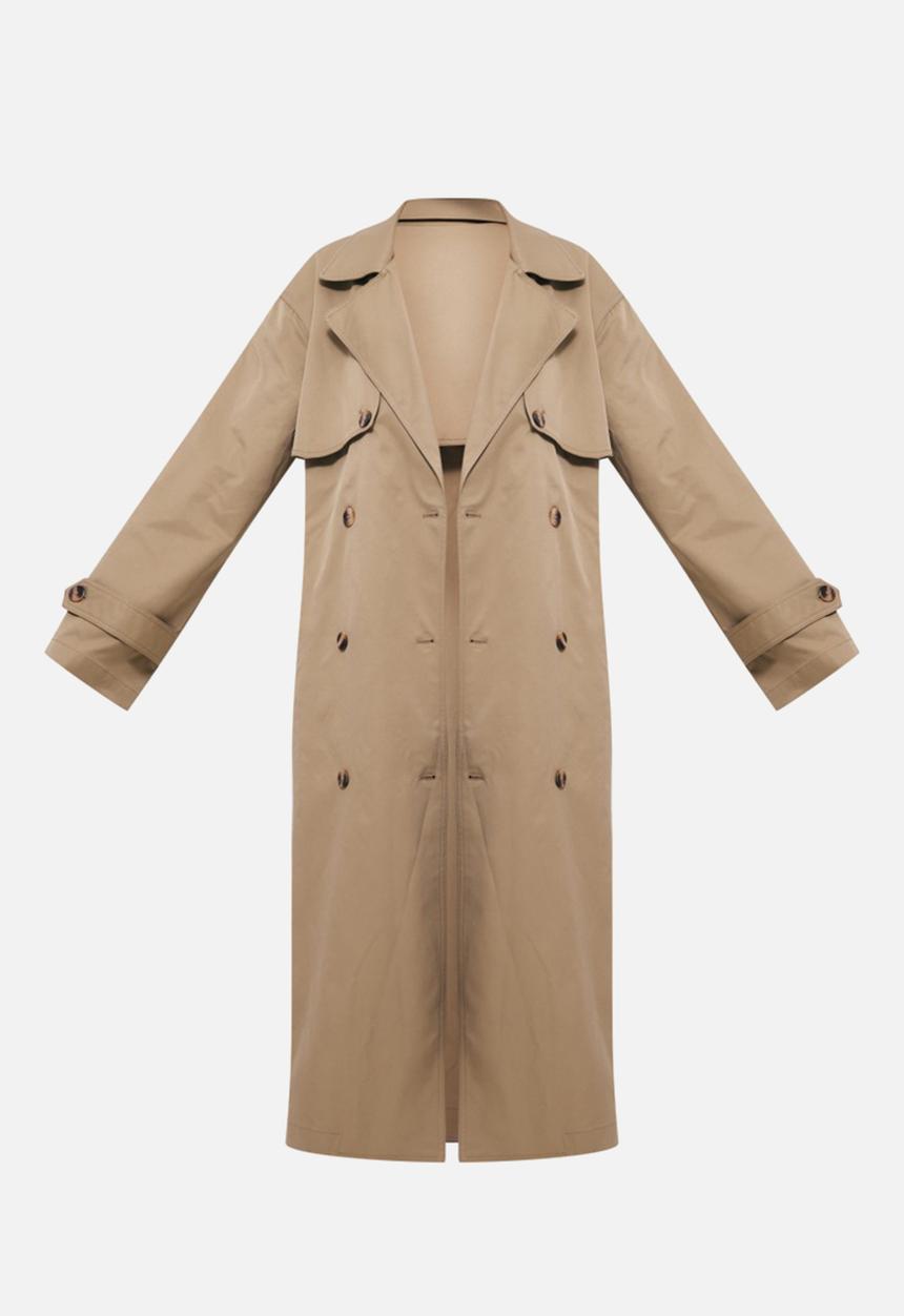 PrettyLittleThing - Light khaki button through oversized trench coat - light khaki