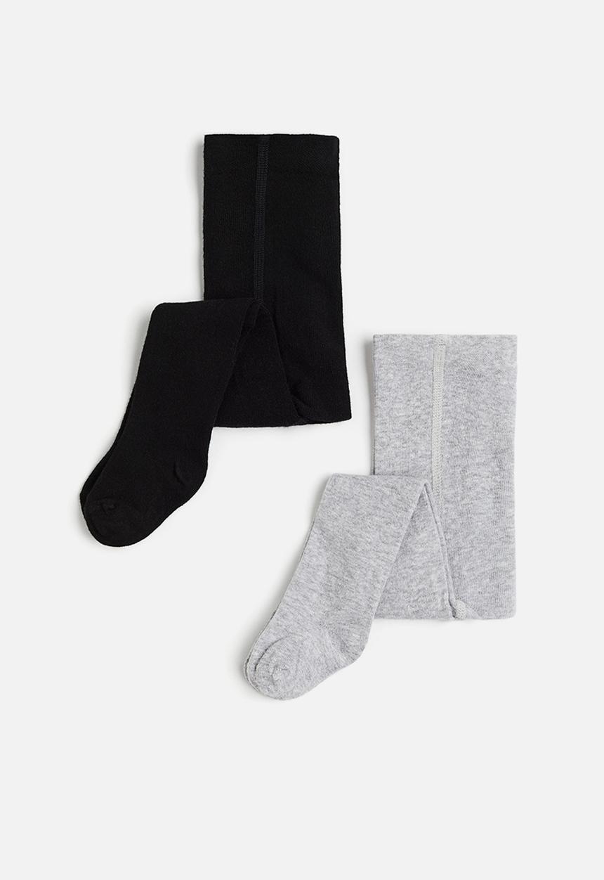 H&M - 2-Pack tights - black & grey marl