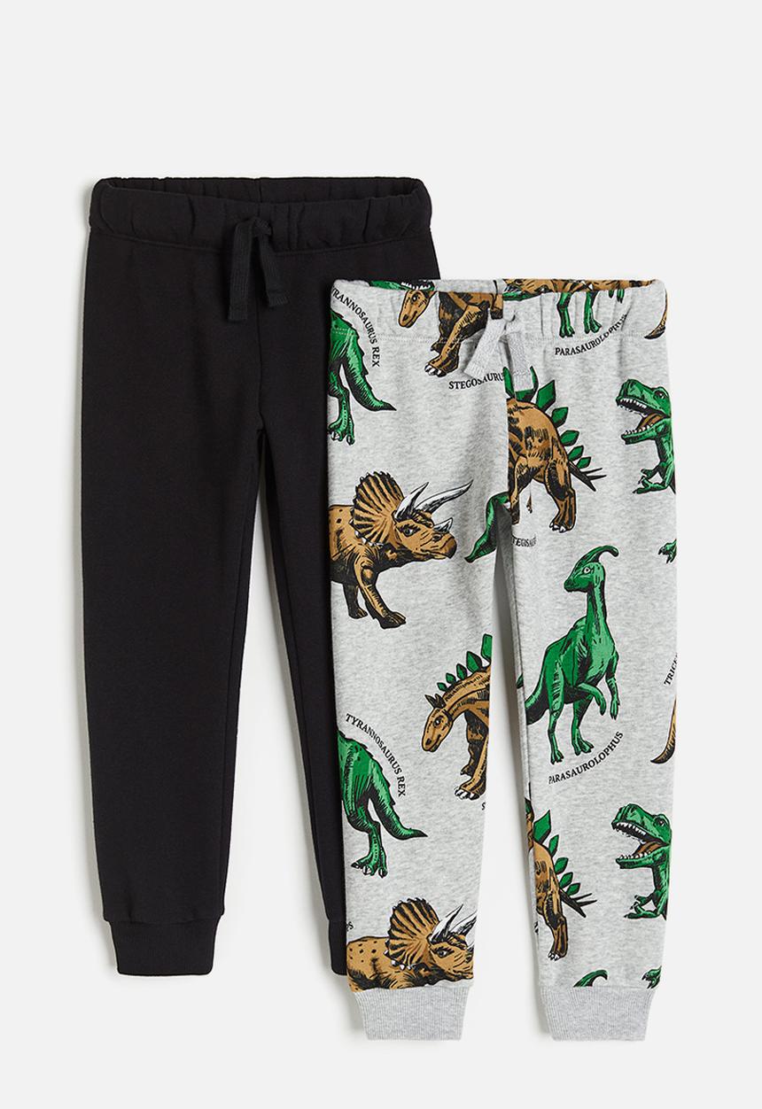 H&M - 2-Pack joggers - light grey marl & dinosaurs