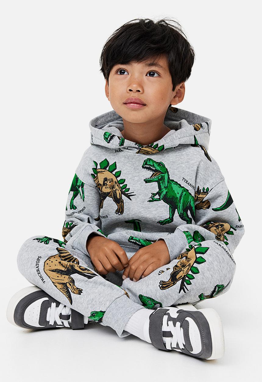 H&M - 2-Pack joggers - light grey marl & dinosaurs