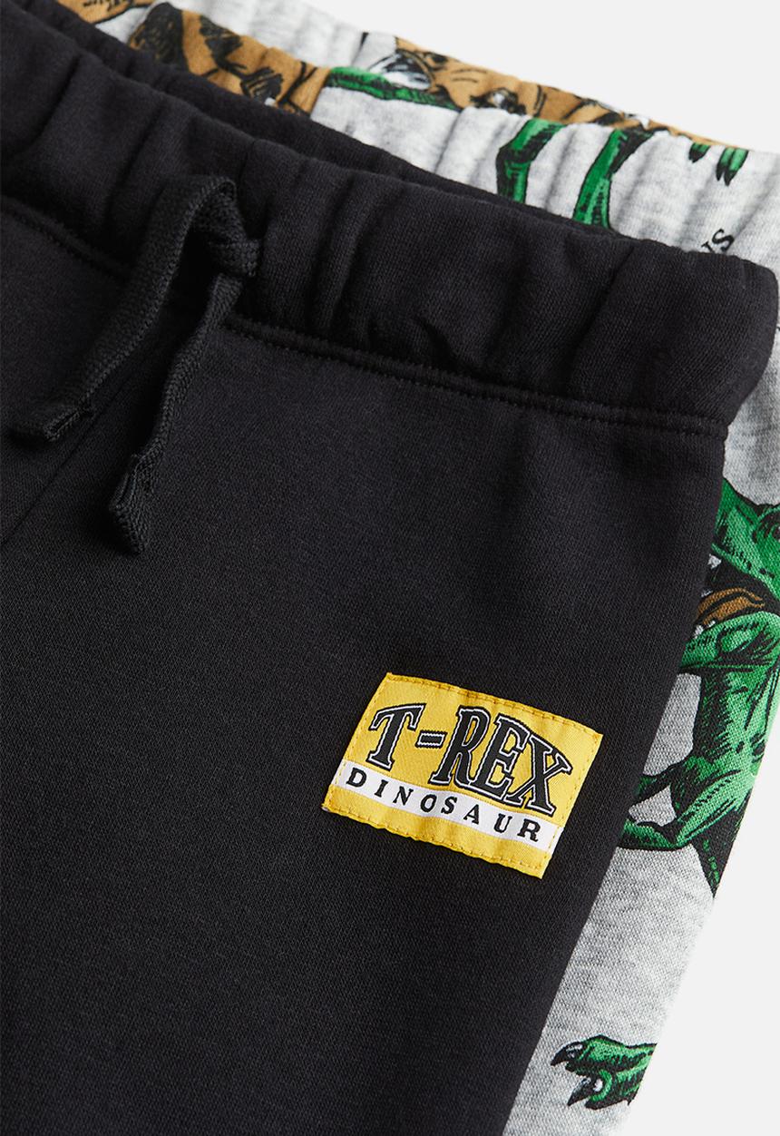 H&M - 2-Pack joggers - light grey marl & dinosaurs