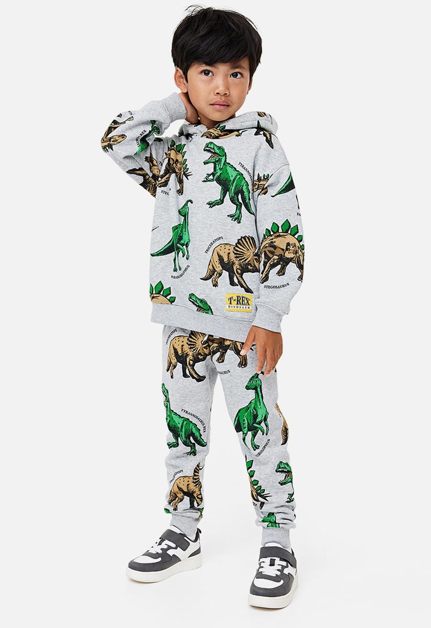 H&M - 2-Pack joggers - light grey marl & dinosaurs