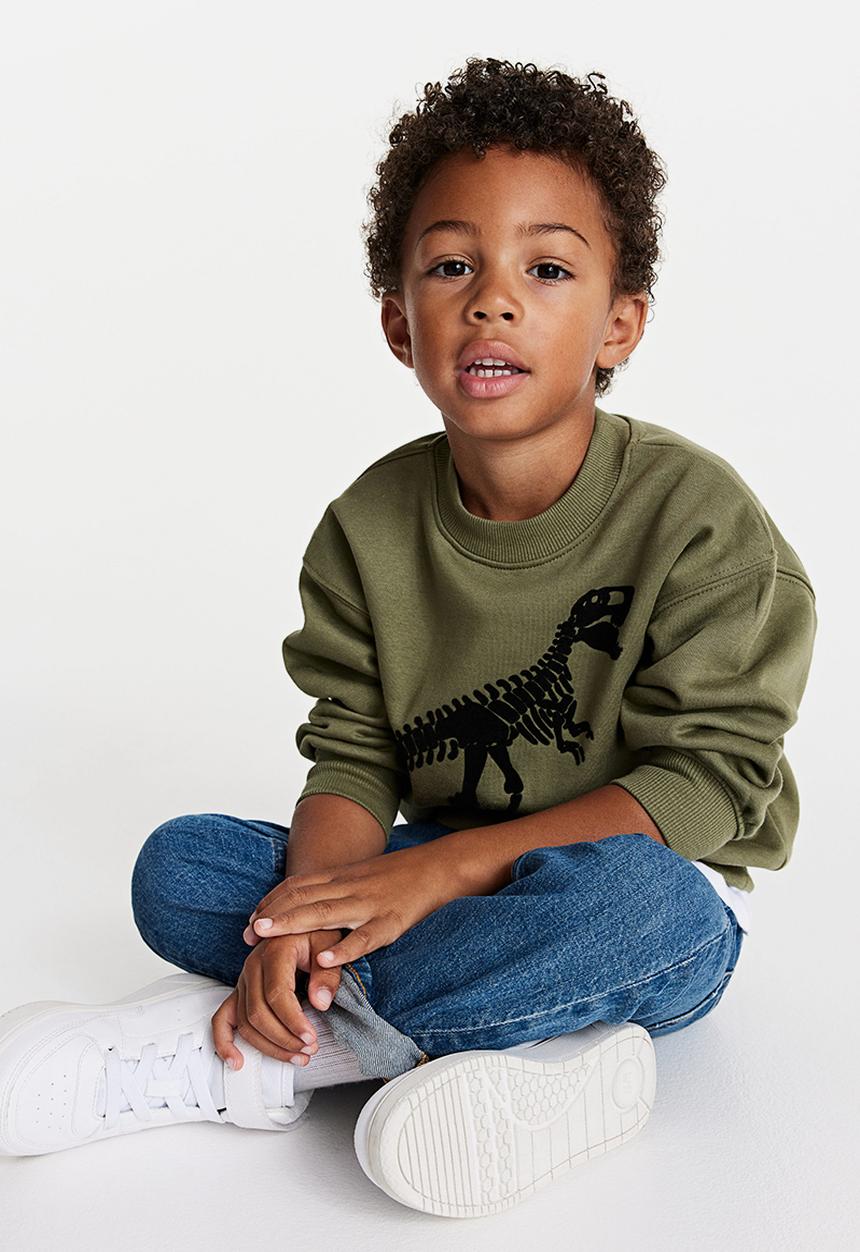 H&M - Oversized sweatshirt - khaki green/t. rex