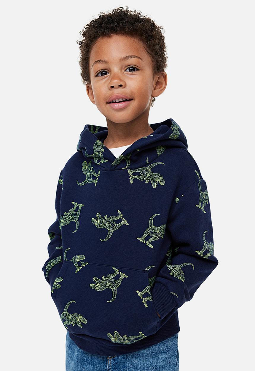 H&M - Hoodie - dark blue/dinosaurs