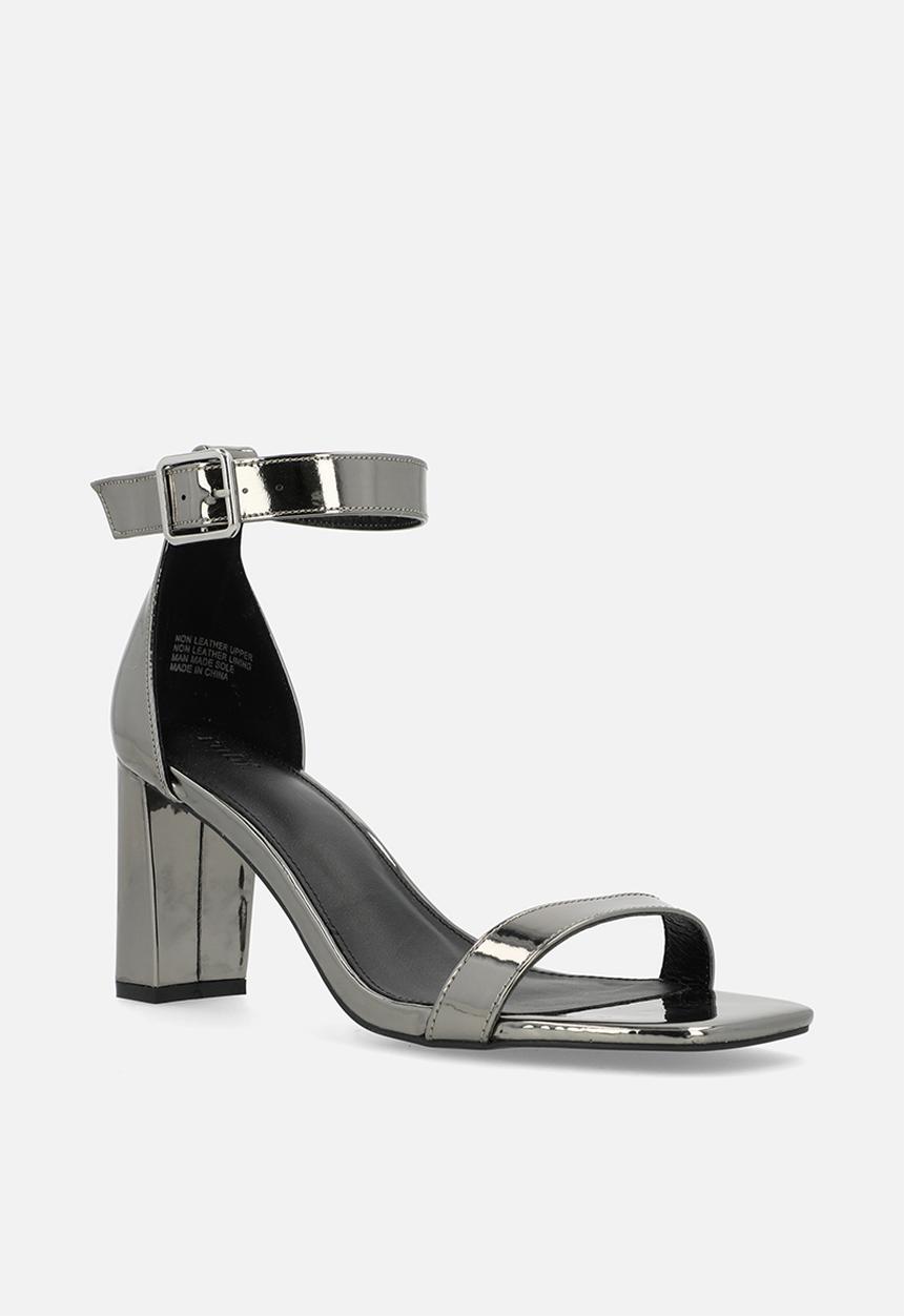 Cotton On - Matilda ankle strap block heel - chrome metallic 