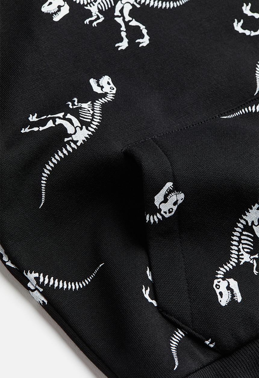 H&M - Hoodie - black/dinosaurs