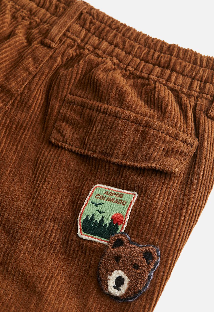H&M - Lined cargo corduroy joggers - brown/teddy bear