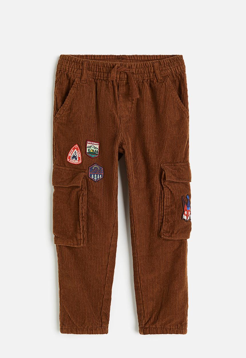 H&M - Lined cargo corduroy joggers - brown/teddy bear