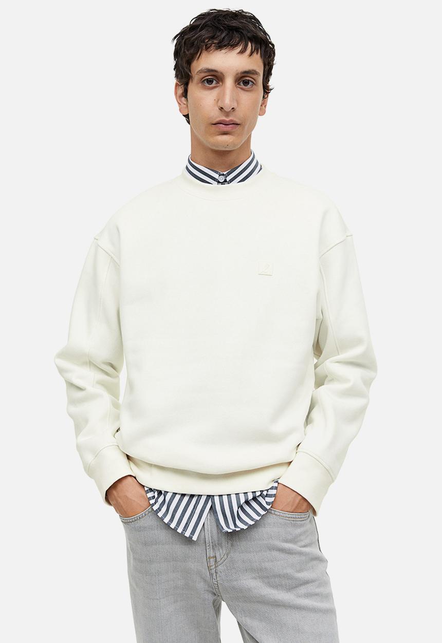 H&M - Relaxed fit appliquéd sweatshirt - cream 