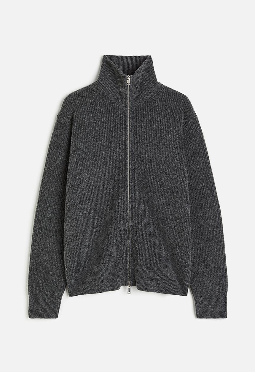 H&M - Regular fit cable-knit cardigan - grey marl 