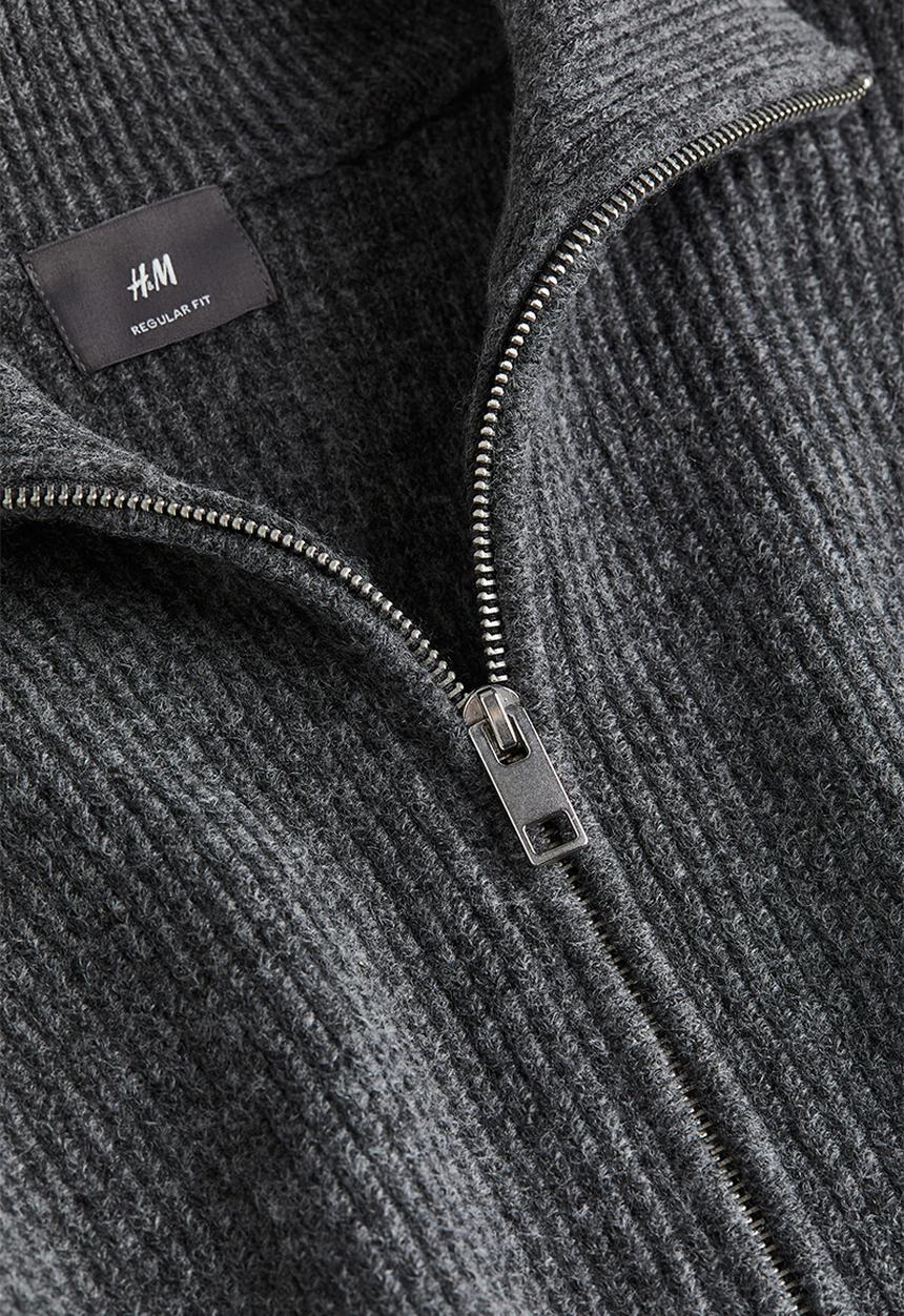 H&M - Regular fit cable-knit cardigan - grey marl 