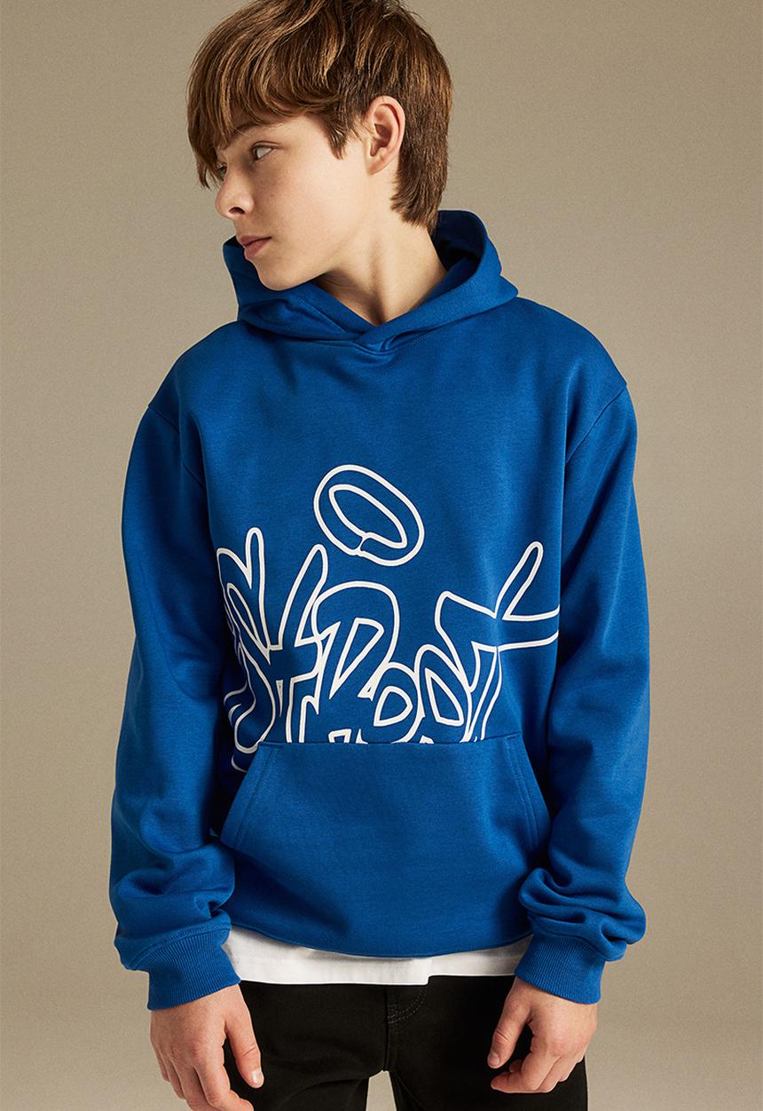 H&M - Printed hoodie - bright blue & street