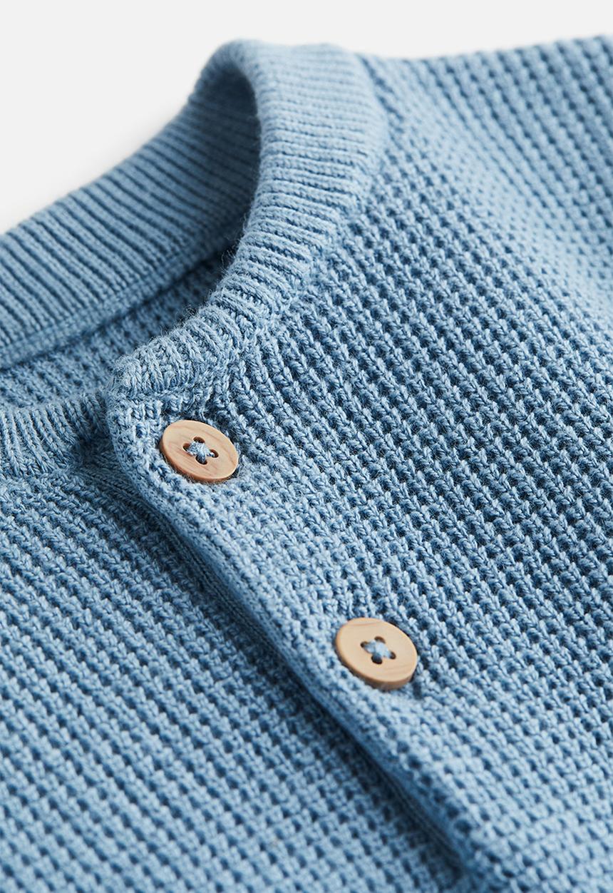 H&M - Waffle-knit henley top - blue