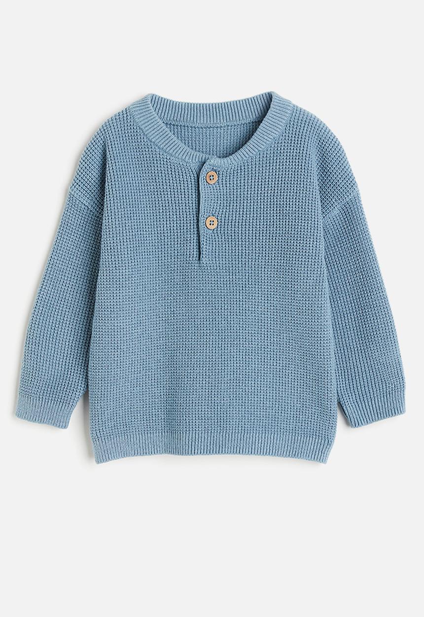 H&M - Waffle-knit henley top - blue