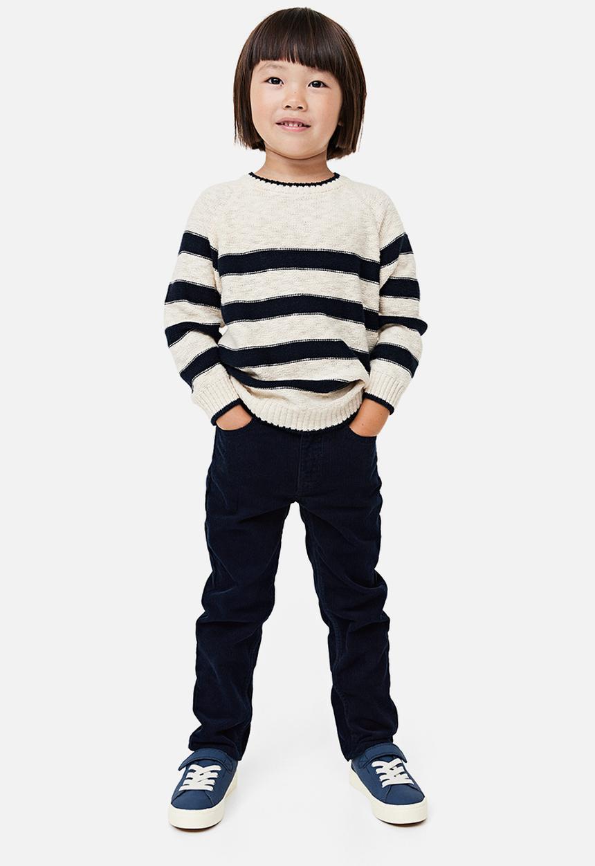H&M - Slim fit corduroy trousers - navy blue