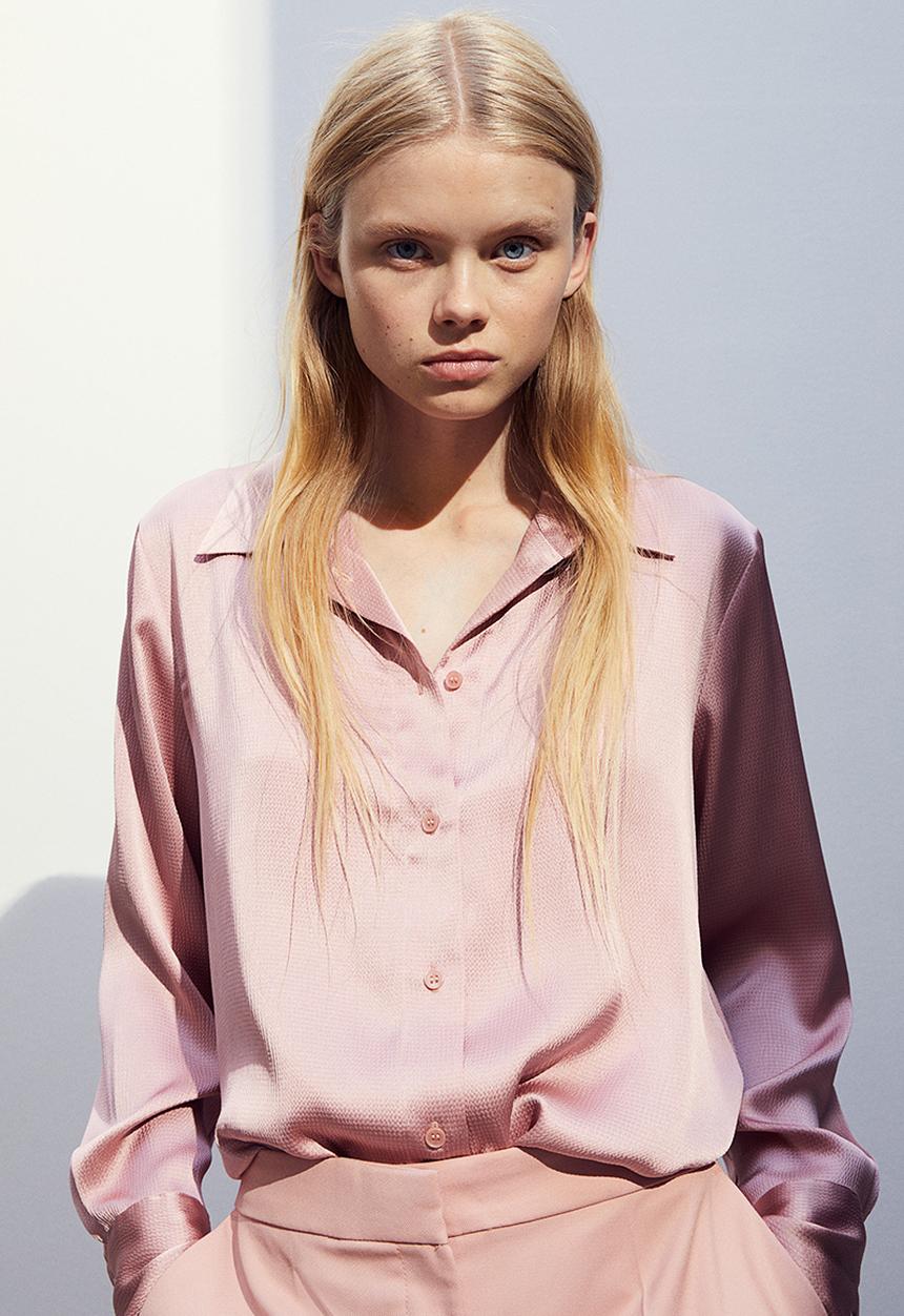 H&M - Pointed-collar shirt - powder pink