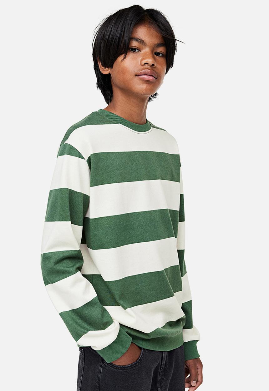 H&M - Printed sweatshirt - green & white 