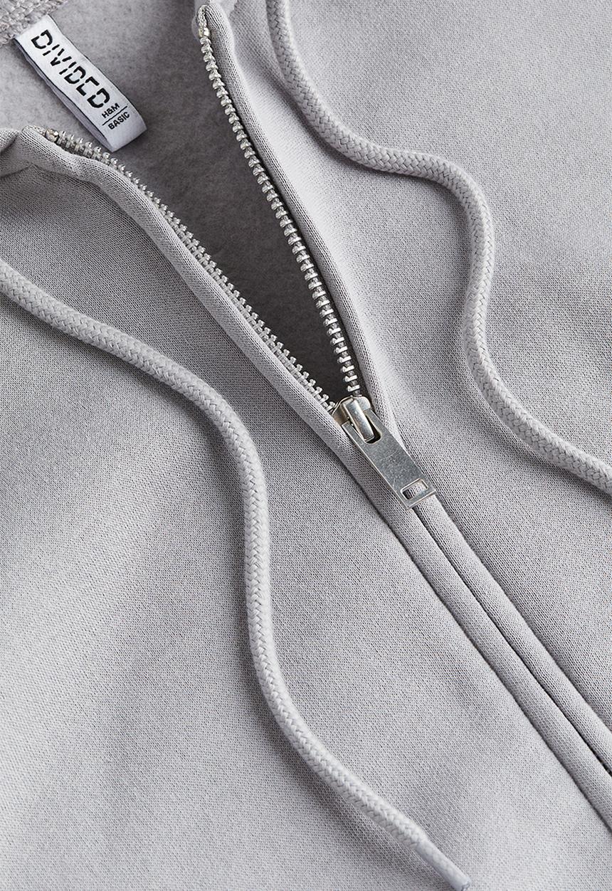 H&M - Zip-through hoodie - light grey