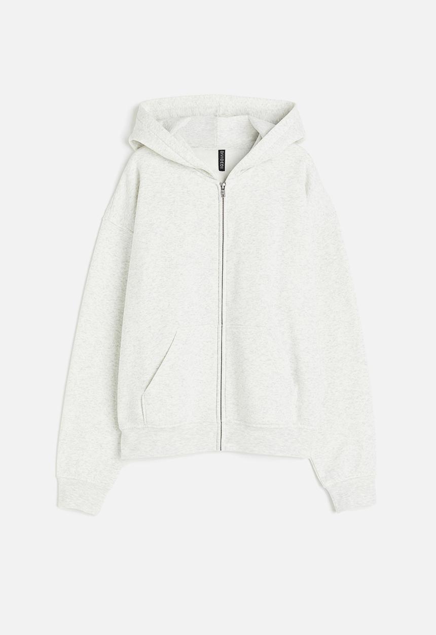 H&M - Oversized zip-through hoodie - light grey marl