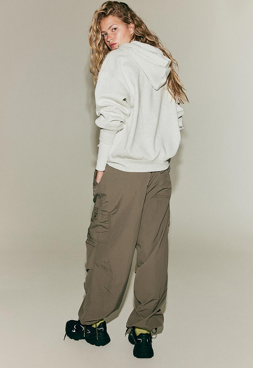 H&M - Oversized zip-through hoodie - light grey marl