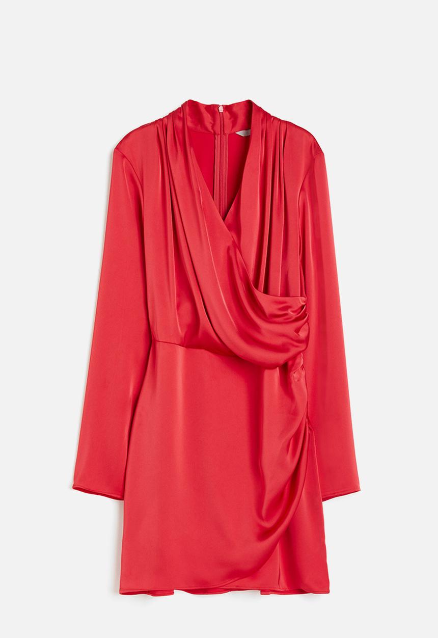 H&M - Draped wrap dress - red