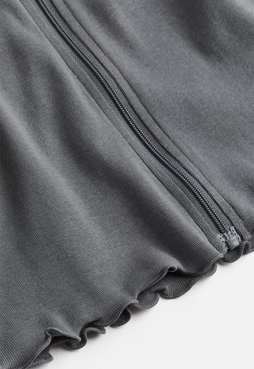 H&M - Cropped zip-through hoodie - dark grey