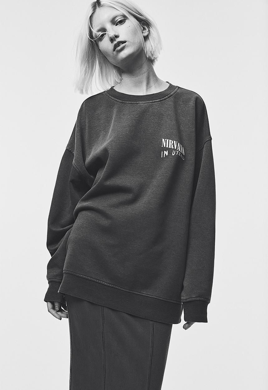 H&M - Oversized printed sweatshirt - dark grey/nirvana