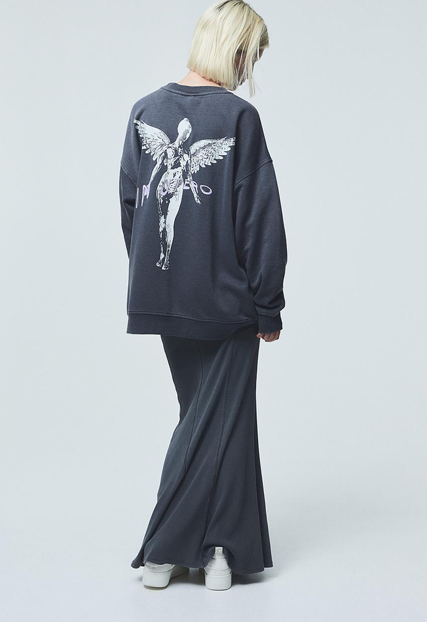 H&M - Oversized printed sweatshirt - dark grey/nirvana