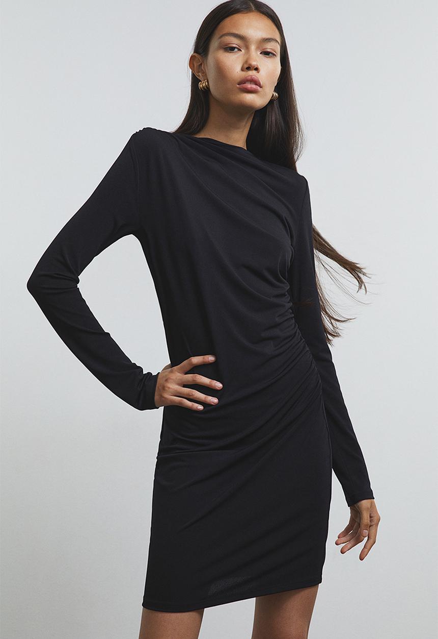 H&M - Gathered jersey dress - black
