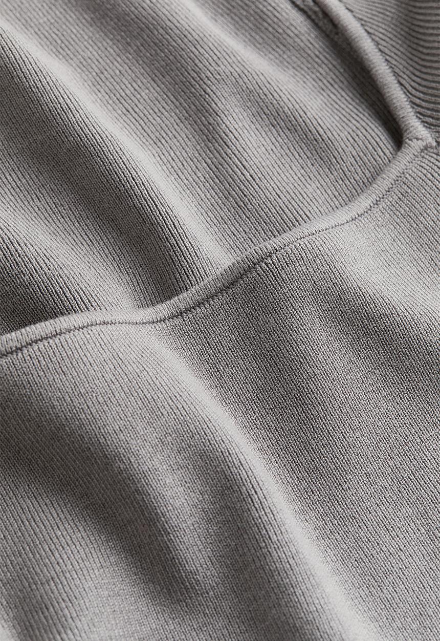 H&M - Square-neck cropped top - grey