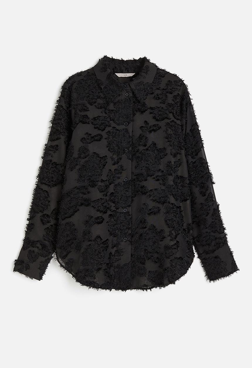 H&M - Textured-weave shirt - black