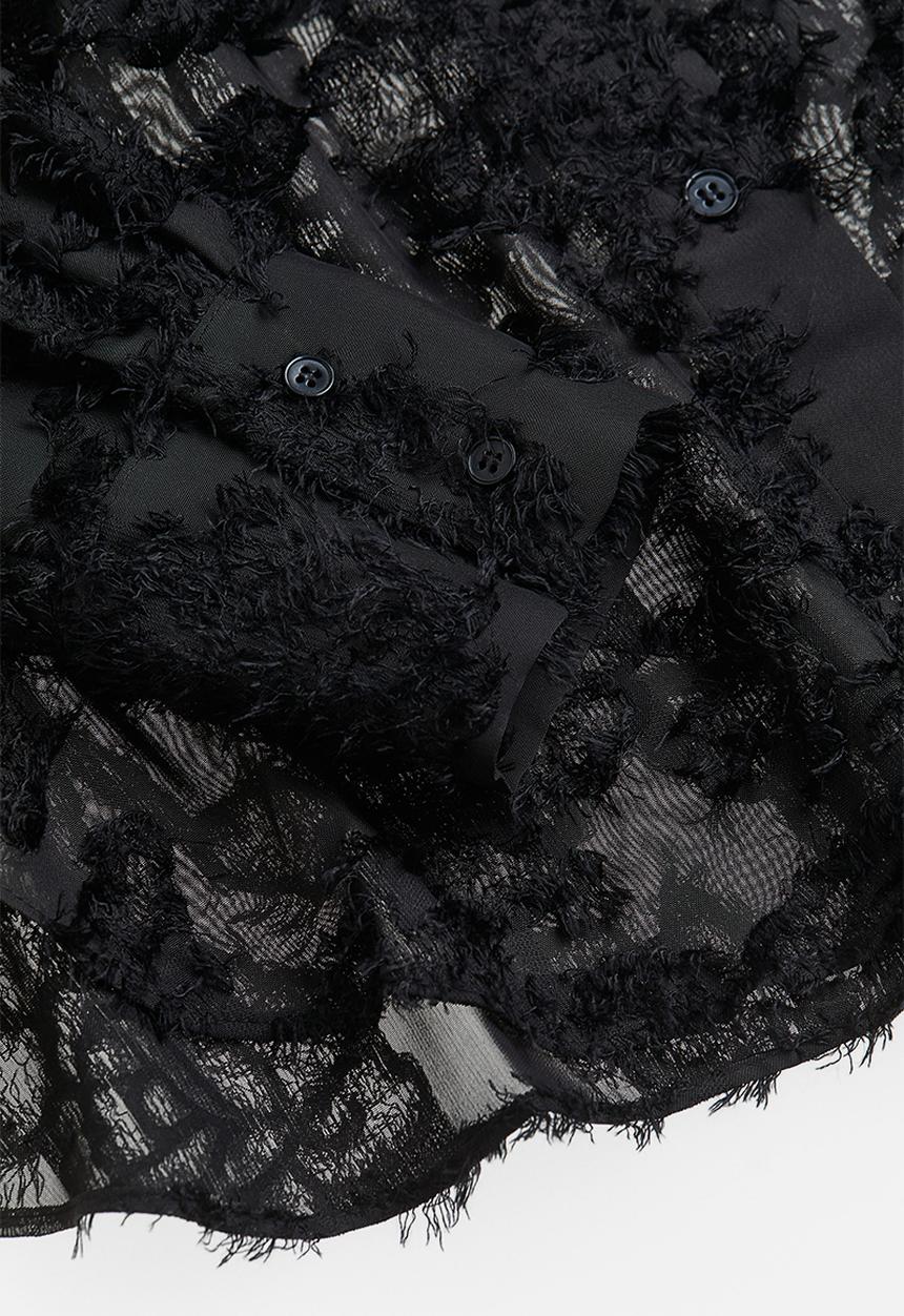 H&M - Textured-weave shirt - black