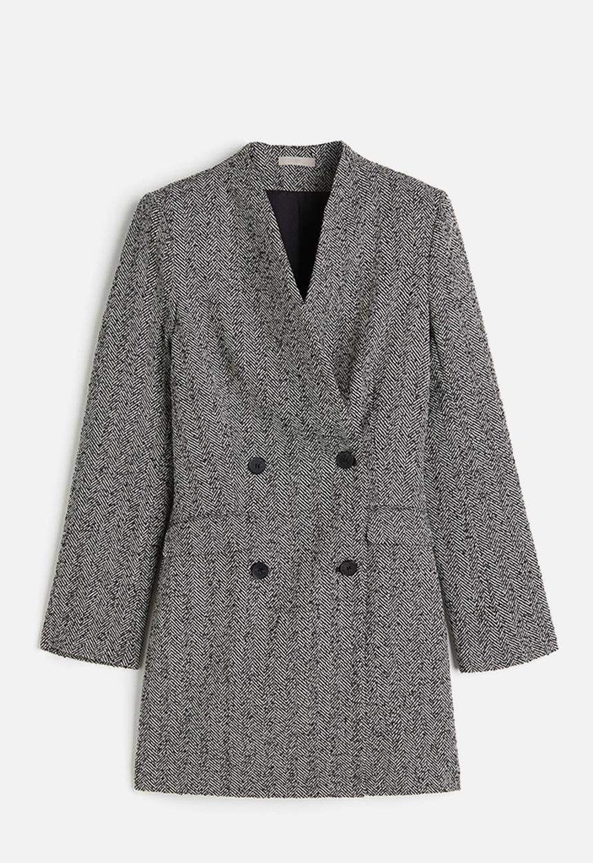 H&M - Twill blazer dress - light grey & black