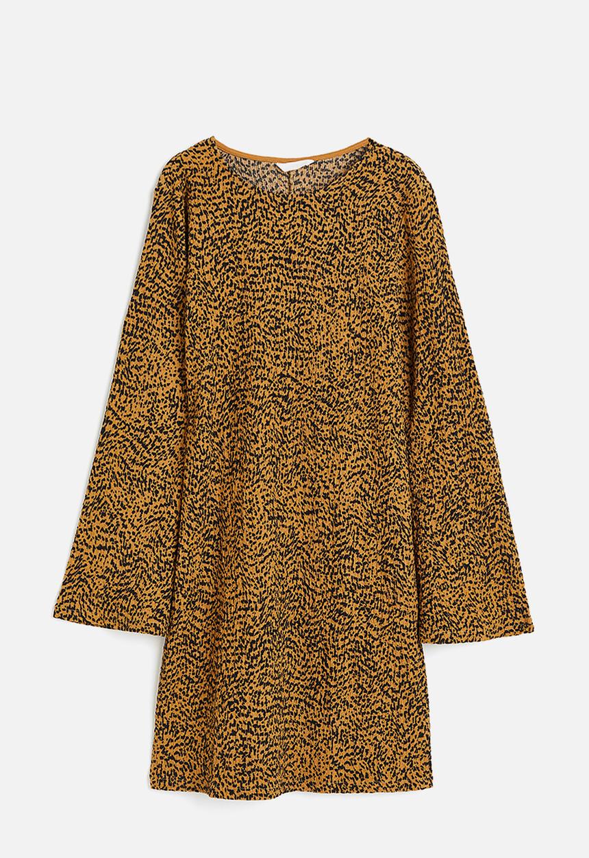 H&M - Textured jersey dress - dark beige patterned