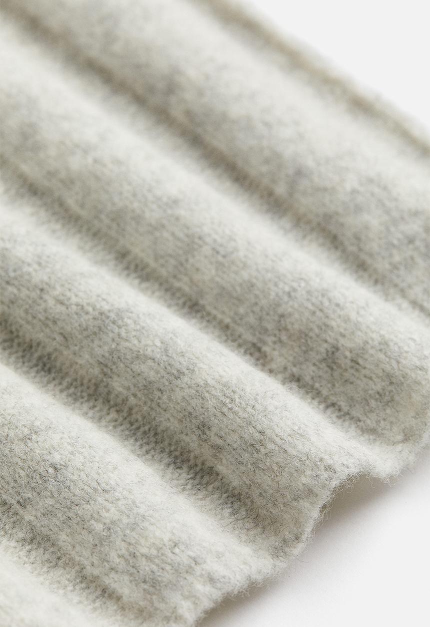 H&M - Rib-knit trousers - light grey marl