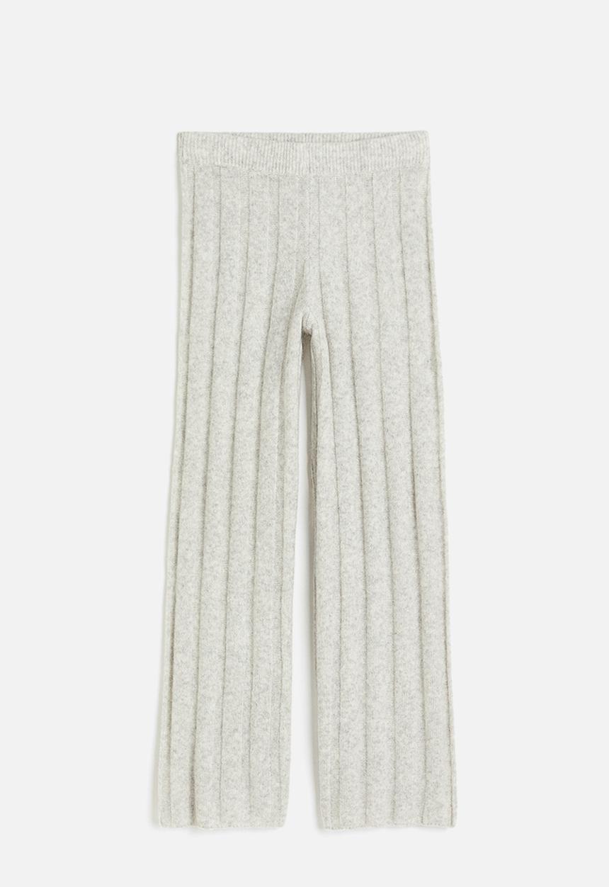 H&M - Rib-knit trousers - light grey marl