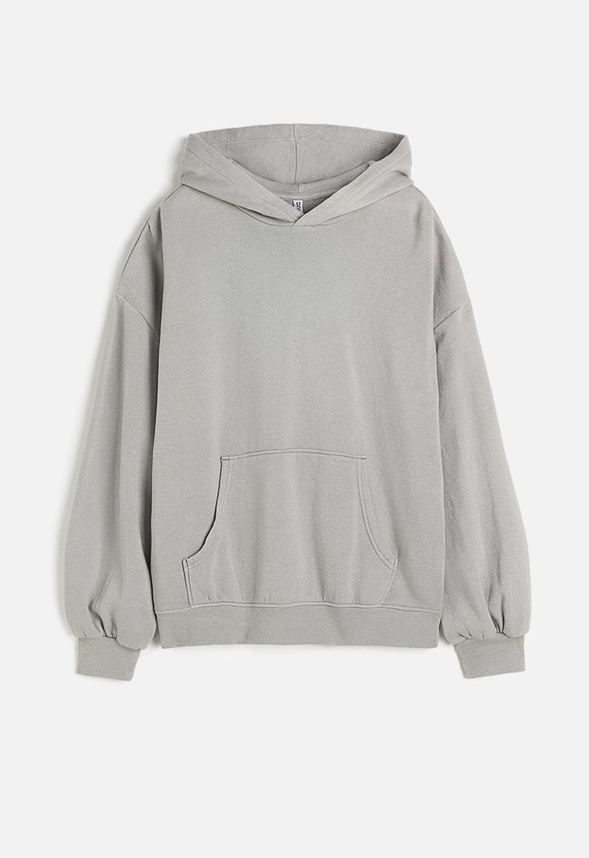 H&M - Oversized washed-look hoodie - light grey