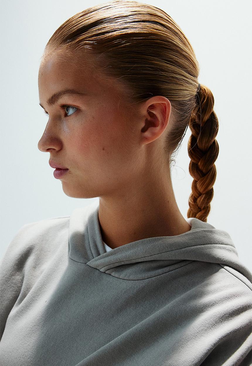 H&M - Oversized washed-look hoodie - light grey